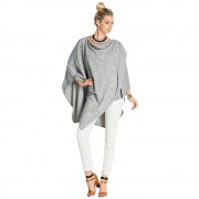 WOMEN'S STYLISH BAT WING SLEEVE ASYMMETRICAL BLOUSE (LIGHT GRAY, SIZE S/M/L/XL)