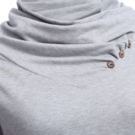 WOMEN'S LONG SLEEVE PRINT SPLICED BLOUSE (LIGHT GRAY, SIZE S/M/L/XL)