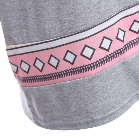 WOMEN'S LONG SLEEVE PRINT SPLICED BLOUSE (LIGHT GRAY, SIZE S/M/L/XL)