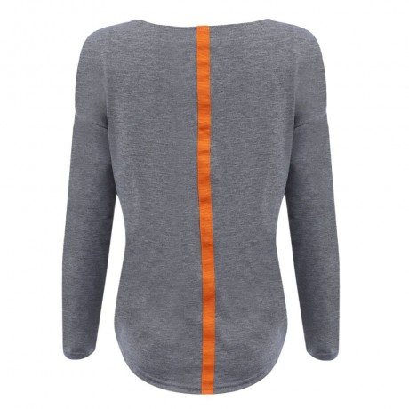 CASUAL ROUND COLLAR LONG SLEEVE COLOR BLOCK STRIPE DESIGN WOMEN BLOUSE (WHITE, SIZE S/M/L/