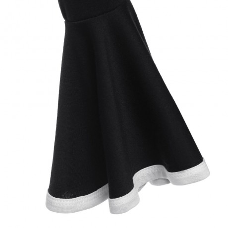 WOMEN'S FLARE SLEEVE SHEATH BLOUSE (BLACK, SIZE S/M/L/XL)