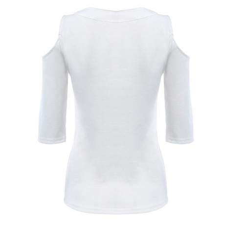 CASUAL HALF SLEEVE LACE-UP V NECK WOMEN T-SHIRT (WHITE, SIZE S/M/L)