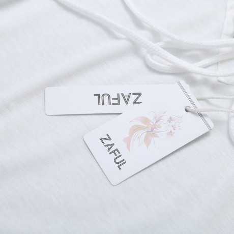 CASUAL HALF SLEEVE LACE-UP V NECK WOMEN T-SHIRT (WHITE, SIZE S/M/L)