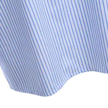 TRENDY LONG SLEEVE ONE SHOULDER RUFFLES STRIPE WOMEN T-SHIRT (BLUE AND WHITE, SIZE S/M/L)