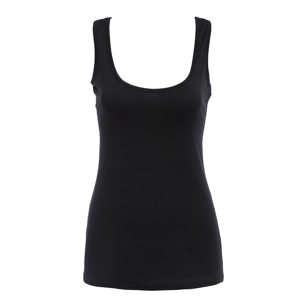 WOMEN CASUAL SLEEVELESS U NECK TANK TOP (BLACK, SIZE S/M/L/XL)