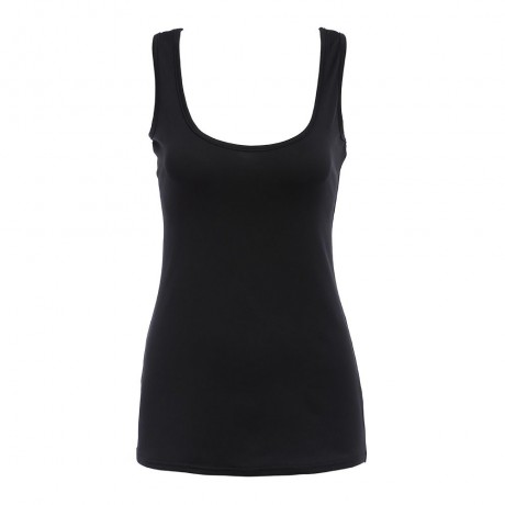 WOMEN CASUAL SLEEVELESS U NECK TANK TOP (BLACK, SIZE S/M/L/XL)