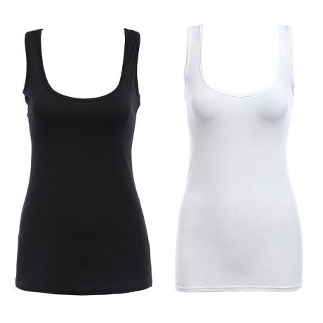 WOMEN CASUAL SLEEVELESS U NECK TANK TOP (BLACK, SIZE S/M/L/XL)