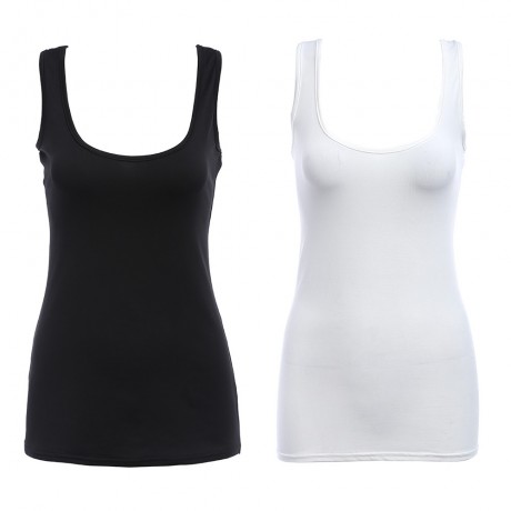 WOMEN CASUAL SLEEVELESS U NECK TANK TOP (WHITE, SIZE S/M/L/XL)