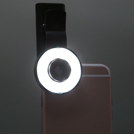 UNIVERSAL SELFIE WIDE ANGLE LENS WITH 8 LED FILL LIGHT FLASH LAMP (PINK)