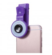 UNIVERSAL SELFIE WIDE ANGLE LENS WITH 8 LED FILL LIGHT FLASH LAMP (PURPLE)