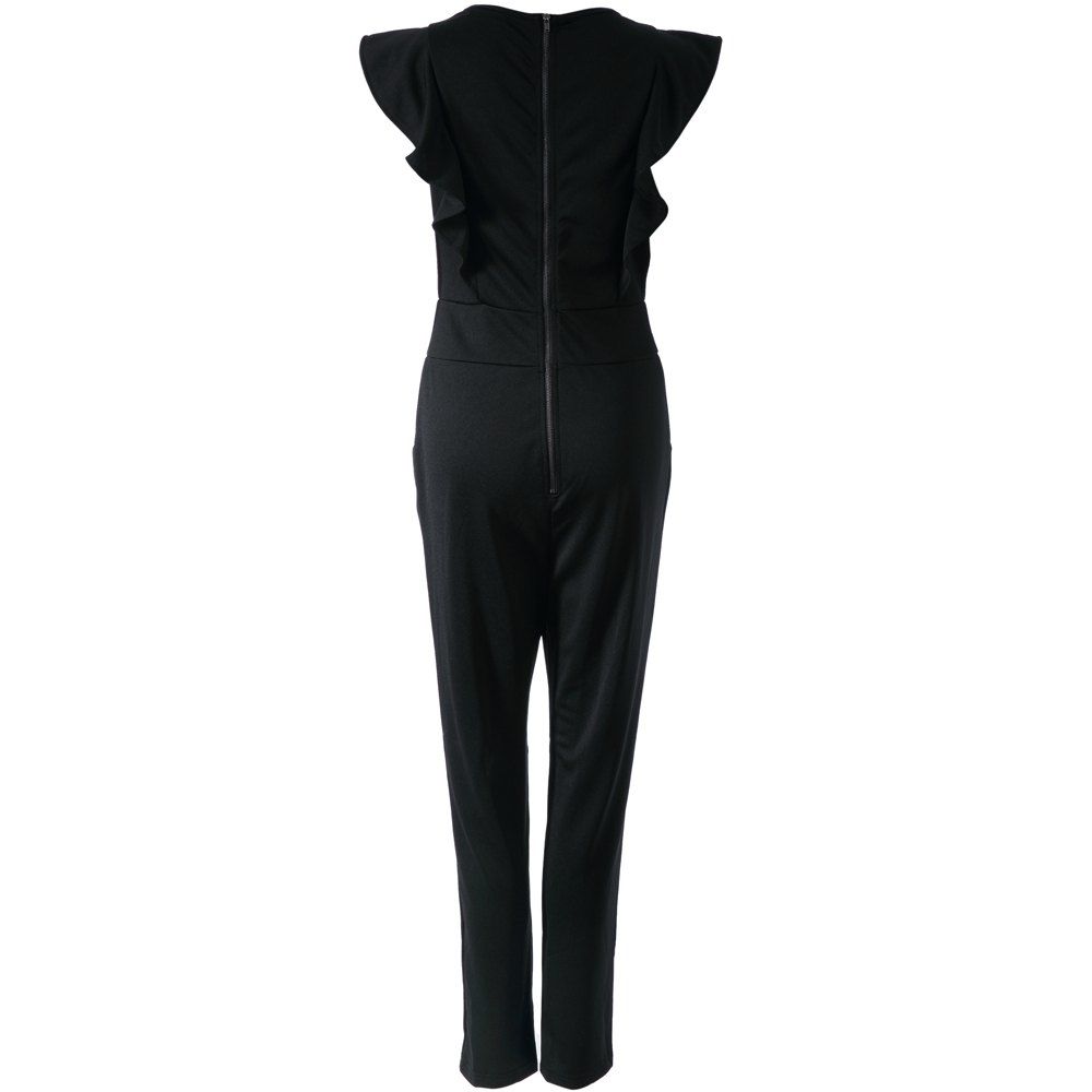 WOMEN'S FLOUNCE JUMPSUIT (BLACK, SIZE S/M/L)