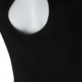 SEXY ROUND NECK SLEEVELESS HOLLOW OUT WOMEN'S JUMPSUIT (BLACK, SIZE S/M)