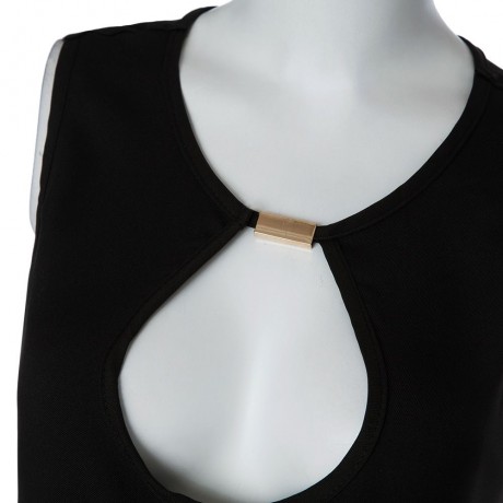 SEXY ROUND NECK SLEEVELESS HOLLOW OUT WOMEN'S JUMPSUIT (BLACK, SIZE S/M)