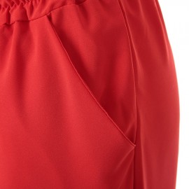 WOMEN'S HAREM PANTS ELASTIC WAIST SOLID COLIR LOOSE-FITTNG (RED, SIZE S/M/L/XL)