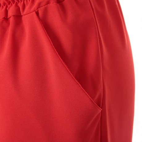 WOMEN'S HAREM PANTS ELASTIC WAIST SOLID COLIR LOOSE-FITTNG (RED, SIZE S/M/L/XL)