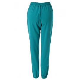 WOMEN'S HAREM PANTS ELASTIC WAIST SOLID COLIR LOOSE-FITTNG (GREEN, S/M/L/XL)