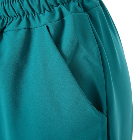 WOMEN'S HAREM PANTS ELASTIC WAIST SOLID COLIR LOOSE-FITTNG (GREEN, S/M/L/XL)