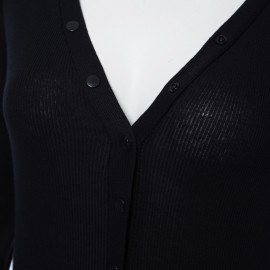 SEXY PLUNGING NECK LONG SLEEVE SKINNY LADIES ROMPER (BLACK, SIZE S/M/L/XL)