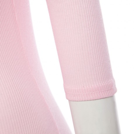 SEXY PLUNGING NECK LONG SLEEVE SKINNY LADIES ROMPER (PINK, SIZE S/M/L/XL)