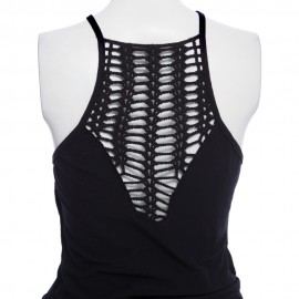 WOMEN'S HALTER HOLLOW OUT SEXY BACKLESS BODYCON ROMPER (BLACK, SIZE S/M/L)