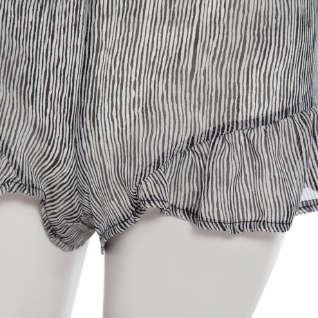 SEXY LONG SLEEVE STRIPED BOWKNOT ROMPER (WHITE AND BLACK, S/M/L)