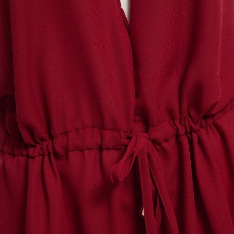 WOMEN'S CASUAL HALTER OFF-THE-SHOULDER LACE-UP DRAWSTRING ROMPER (WINE RED, SIZE S/M/L/XL)