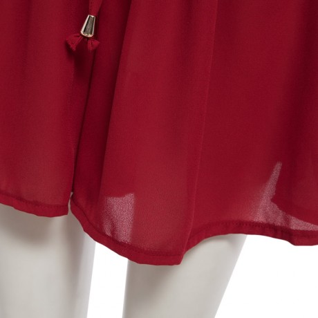 WOMEN'S CASUAL HALTER OFF-THE-SHOULDER LACE-UP DRAWSTRING ROMPER (WINE RED, SIZE S/M/L/XL)