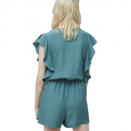 WOMEN'S V-NECK FLOUNCED ROMPER (GREEN, SIZE S/M/L/XL)