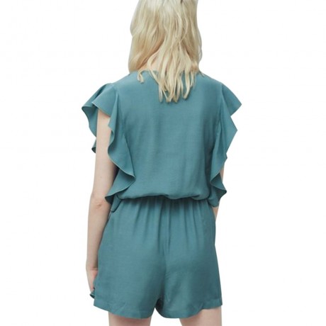 WOMEN'S V-NECK FLOUNCED ROMPER (GREEN, SIZE S/M/L/XL)