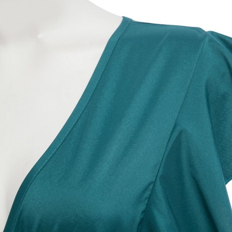 WOMEN'S V-NECK FLOUNCED ROMPER (GREEN, SIZE S/M/L/XL)