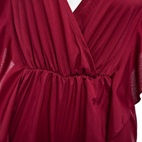 WOMEN'S V-NECK FLOUNCED ROMPER (WINE RED, SIZE S/M/L/XL)
