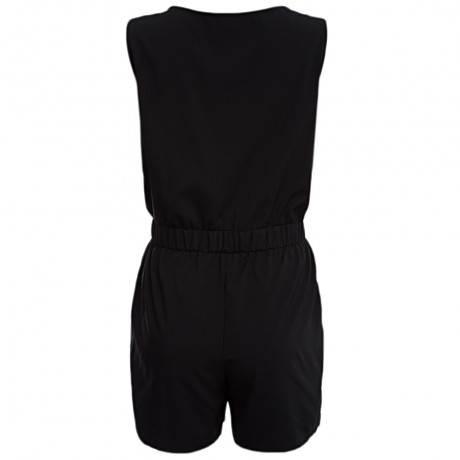 WOMEN'S CASUAL V-NECK SLEEVELESS ELASTIC WAIST ROMPER (BLACK, SIZE S/M/L/XL)