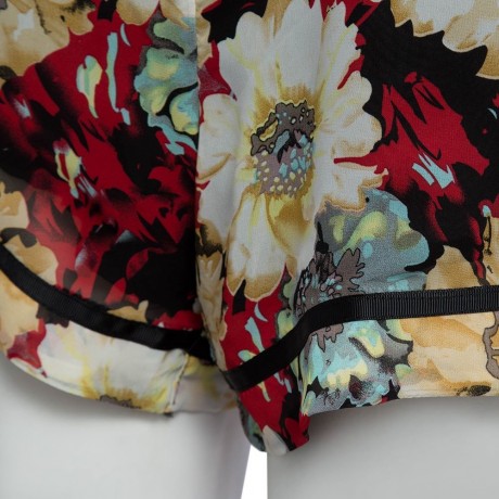 WOMEN'S THREE QUARTER SLEEVE LACE-UP FLORAL PRINT LOOSE ROMPER (SIZE S/M/L/XL)