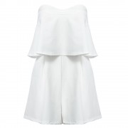 WOMEN'S SEXY STRAPLESS FLOUNCE HIGH WAIST LOOSE ROMPER (WHITE, SIZE S/M/XL)