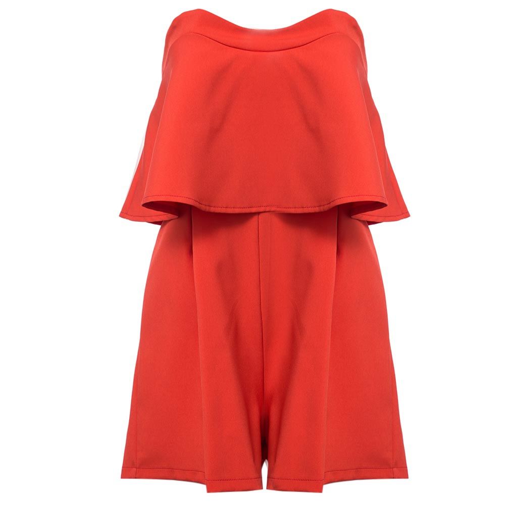 WOMEN'S SEXY STRAPLESS FLOUNCE HIGH WAIST LOOSE ROMPER (RED, SIZE S/M/L/XL)