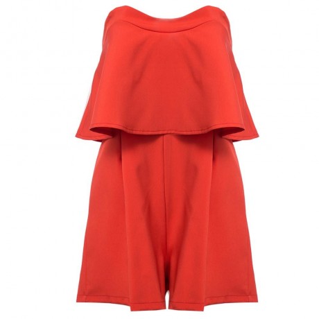 WOMEN'S SEXY STRAPLESS FLOUNCE HIGH WAIST LOOSE ROMPER (RED, SIZE S/M/L/XL)