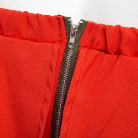 WOMEN'S SEXY STRAPLESS FLOUNCE HIGH WAIST LOOSE ROMPER (RED, SIZE S/M/L/XL)