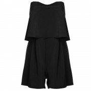 WOMEN'S SEXY STRAPLESS FLOUNCE HIGH WAIST LOOSE ROMPER (BLACK, SIZE S/M/L/XL)
