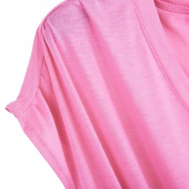 CASUAL V-NECK SLEEVELESS BUTTON ELASTIC WAIST POCKET ROMPER FOR WOMEN (PINK, SIZE S/M/L/XL
