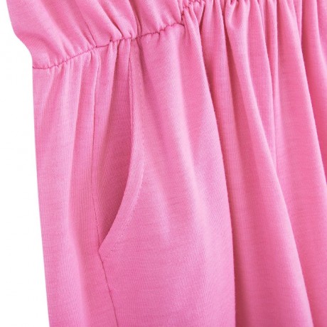 CASUAL V-NECK SLEEVELESS BUTTON ELASTIC WAIST POCKET ROMPER FOR WOMEN (PINK, SIZE S/M/L/XL