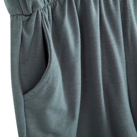 WOMEN'S V-NECK SLEEVELESS BUTTON ELASTIC WAIST POCKET ROMPER (GRAY, SIZE S/L/XL/2XL)