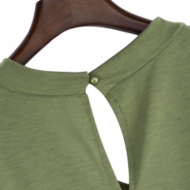 WOMEN'S V-NECK SLEEVELESS BUTTON ELASTIC WAIST POCKET ROMPER (GREEN, SIZE S/M/L/XL/2XL)