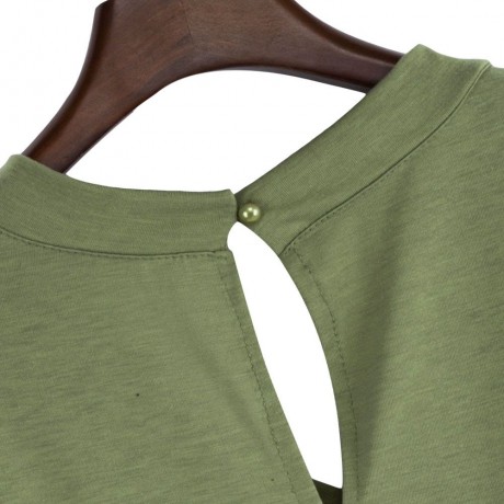 WOMEN'S V-NECK SLEEVELESS BUTTON ELASTIC WAIST POCKET ROMPER (GREEN, SIZE S/M/L/XL/2XL)