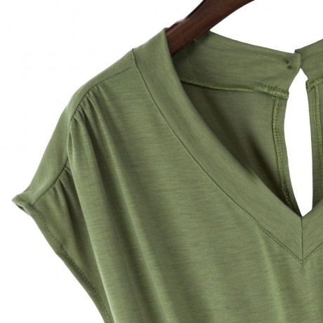 WOMEN'S V-NECK SLEEVELESS BUTTON ELASTIC WAIST POCKET ROMPER (GREEN, SIZE S/M/L/XL/2XL)