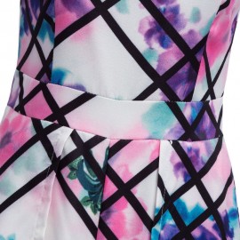 WOMEN'S SLEEVELESS HIGH WAIST FLORAL PRINT PATCHWORK SLIM ROMPER (COLORMIX, SIZE S/M/L/XL)