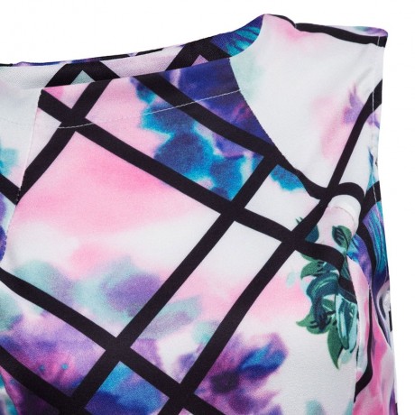 WOMEN'S SLEEVELESS HIGH WAIST FLORAL PRINT PATCHWORK SLIM ROMPER (COLORMIX, SIZE S/M/L/XL)