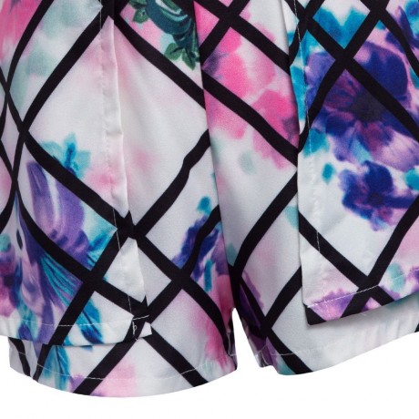 WOMEN'S SLEEVELESS HIGH WAIST FLORAL PRINT PATCHWORK SLIM ROMPER (COLORMIX, SIZE S/M/L/XL)