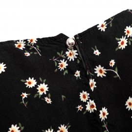 WOMEN SLEEVELESS HOLLOW OUT ELASTIC WAIST POCKET FLORAL PRINT ROMPER (BLACK, SIZE S/M/L/XL