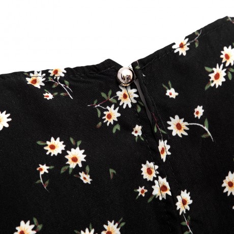 WOMEN SLEEVELESS HOLLOW OUT ELASTIC WAIST POCKET FLORAL PRINT ROMPER (BLACK, SIZE S/M/L/XL