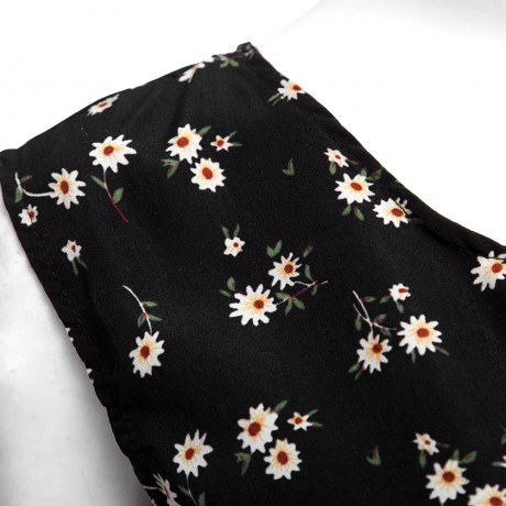 WOMEN SLEEVELESS HOLLOW OUT ELASTIC WAIST POCKET FLORAL PRINT ROMPER (BLACK, SIZE S/M/L/XL